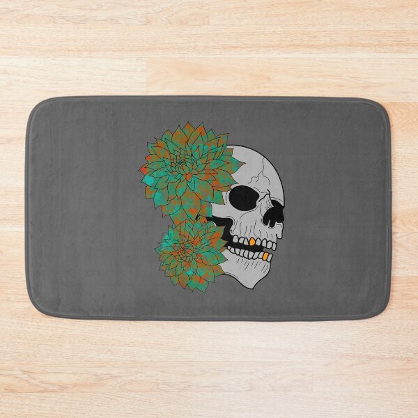 Item preview, Skull and green and orange dahlias designed and sold by BV-creas.