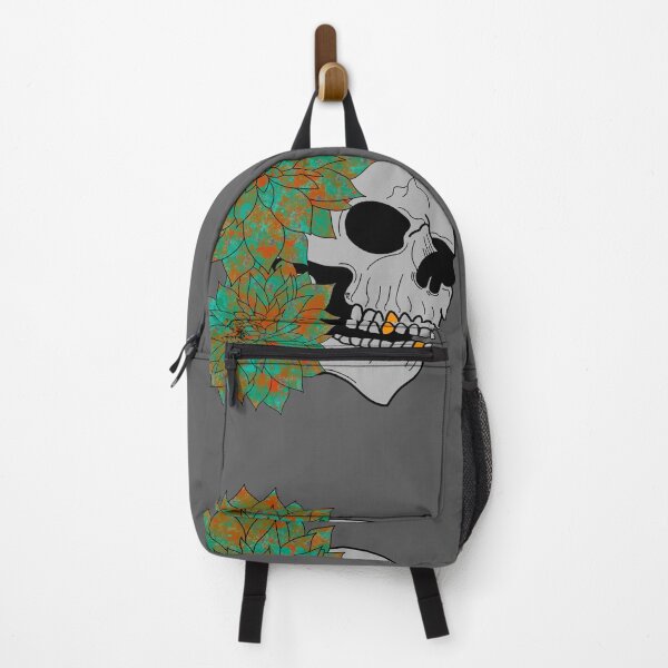 Item preview, Skull and green and orange dahlias designed and sold by BV-creas.