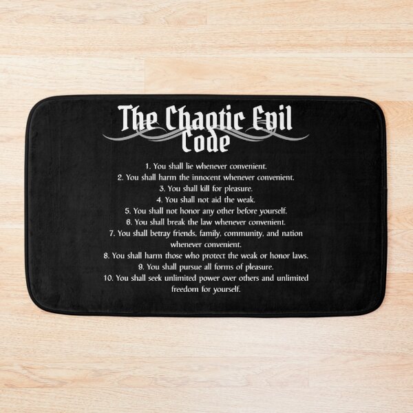 Item preview, "The Ten Chaotic Evil Commandments" DnD Alignment Chart designed and sold by ToplineDesigns.