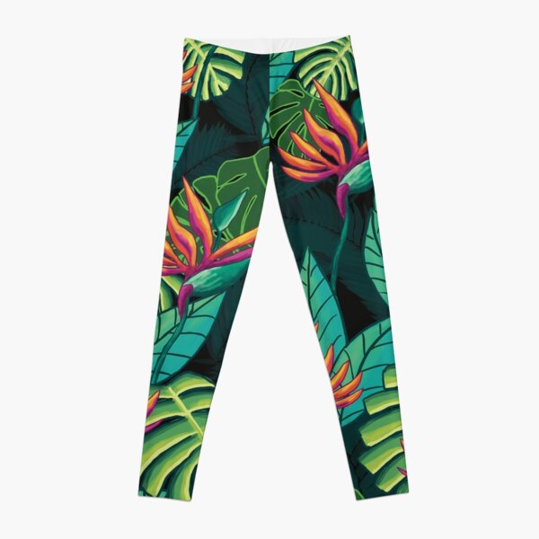 Birds in Paradise Black Leggings
