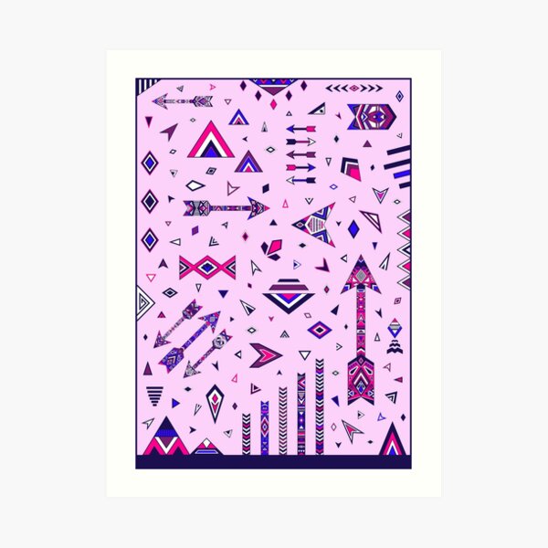Arrows boho Sagittarius gift ethno pink blue Archer Art Print