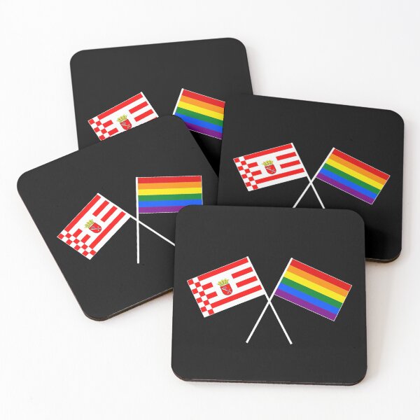 Item preview, Bremen rainbow flag, crossed banner flag designed and sold by GeogDesigns.
