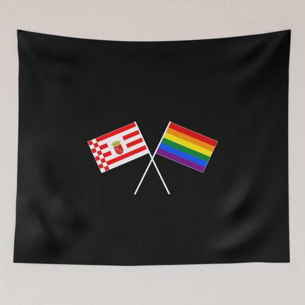 Item preview, Bremen rainbow flag, crossed banner flag designed and sold by GeogDesigns.