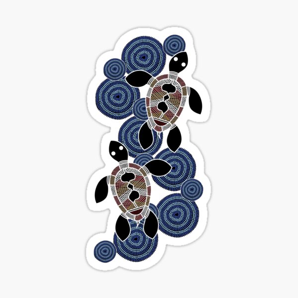 Authentic Aboriginal Art - Sea Turtles Sticker