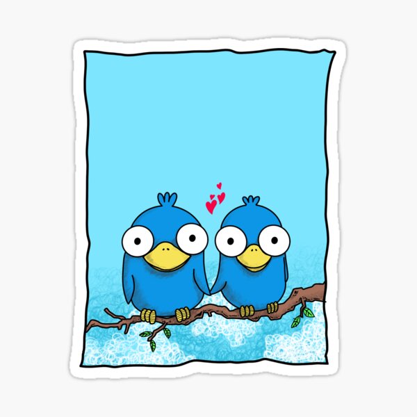 love birds in blue Sticker