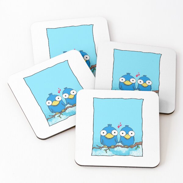 love birds in blue Coasters (Set of 4)