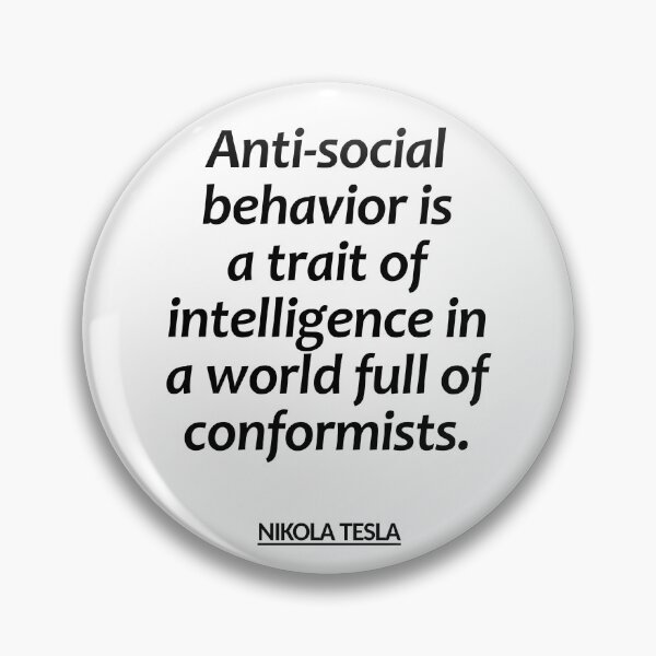 Item preview, Tesla Quote Anti-Social Behavior - Shirts & Stickers (light bg) designed and sold by CineMania.