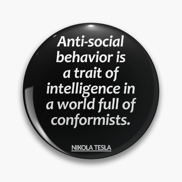 Item preview, Tesla Quote Anti-Social Behavior - Shirts & Stickers (dark bg) designed and sold by CineMania.