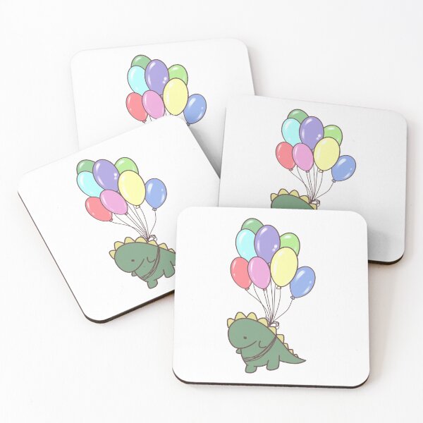 Item preview, Cute Green Baby Dinosaur Floating With Balloon designed and sold by ARTISTIC WANDERS.