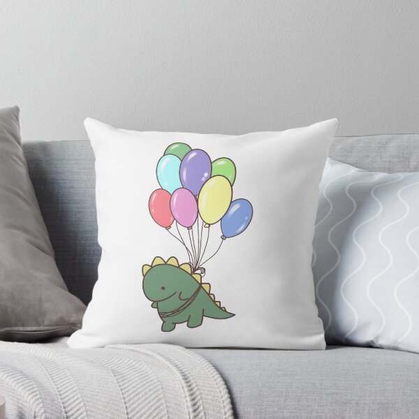 Item preview, Cute Green Baby Dinosaur Floating With Balloon designed and sold by ARTISTIC WANDERS.