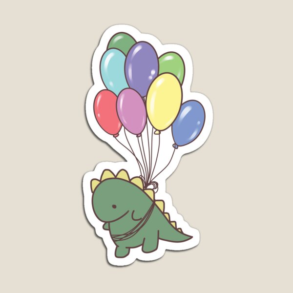 Item preview, Cute Green Baby Dinosaur Floating With Balloon designed and sold by ARTISTIC WANDERS.