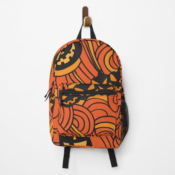 Item preview, Arty Halloween. Multiple black pumpkins on an orange and black swirl pattern background. No text. designed and sold by JellyBeenzz.