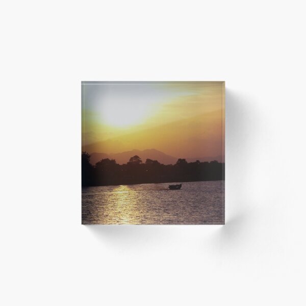 Sunset and Boat Acrylic Block