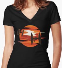 Camiseta entallada de cuello en V Ride of the Tie Fighters