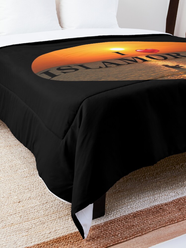 Alternate view of I Love Islamorada Sunset Fishing Comforter