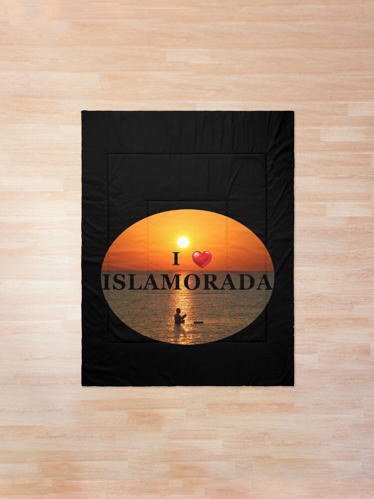 Alternate view of I Love Islamorada Sunset Fishing Comforter