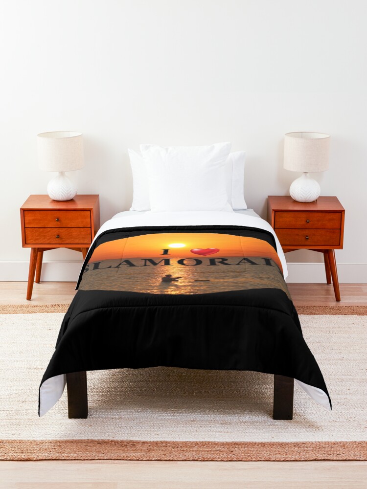 Alternate view of I Love Islamorada Sunset Fishing Comforter