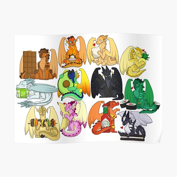 Wings of Fire Chibis with FOOOOD Poster