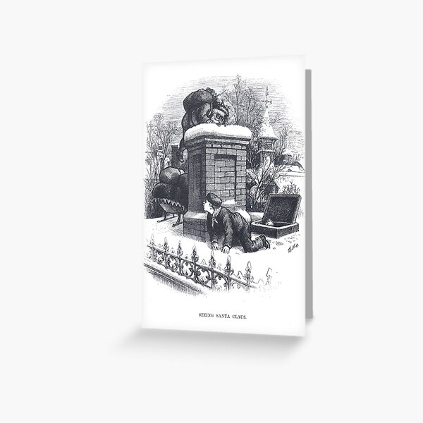 Vintage Christmas Etching "Seeing Santa Claus" by Thomas Nast Greeting Card