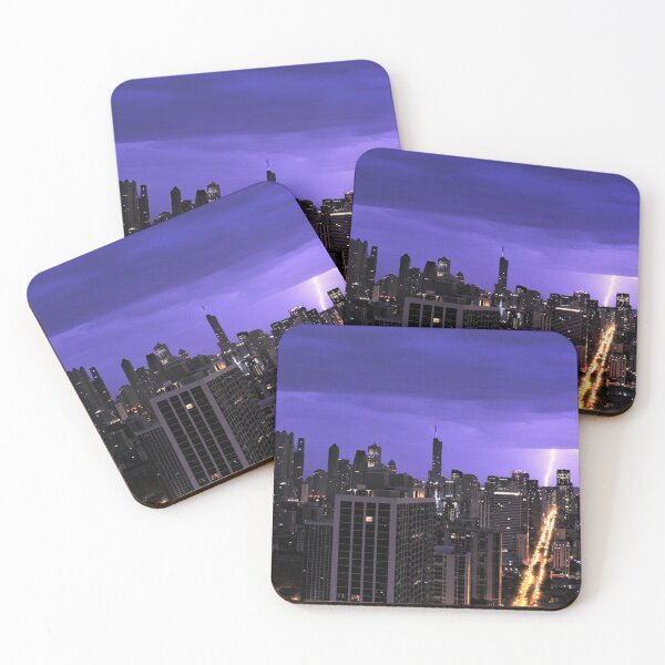 Item preview, Lightning strike on Chicago skyline designed and sold by Zach Auerbach.