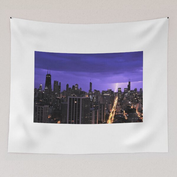 Item preview, Lightning strike on Chicago skyline designed and sold by Zach Auerbach.