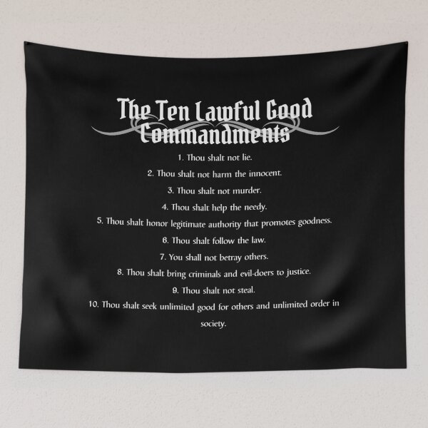 Item preview, "The Ten Lawful Good Commandments" DnD Alignment Chart designed and sold by ToplineDesigns.