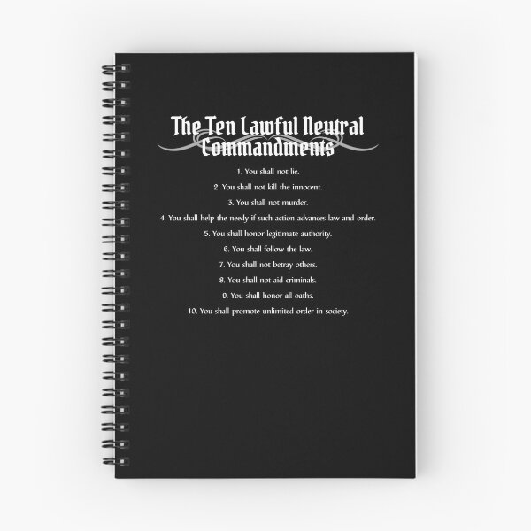 Item preview, "The Ten Lawful Neutral Commandments" DnD Alignment Chart designed and sold by ToplineDesigns.