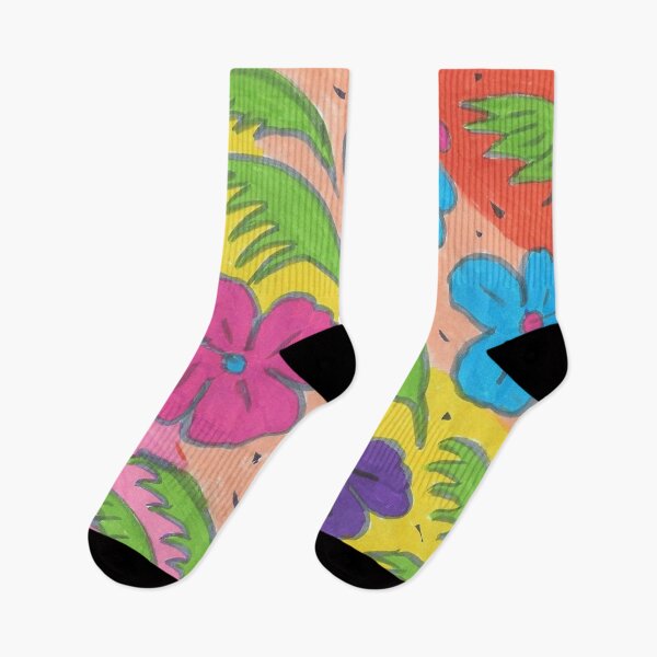 Artikelvorschau, Regenbogen Hibiscus und Monstera Blätter drucken entworfen und verkauft von DanielleGensler.