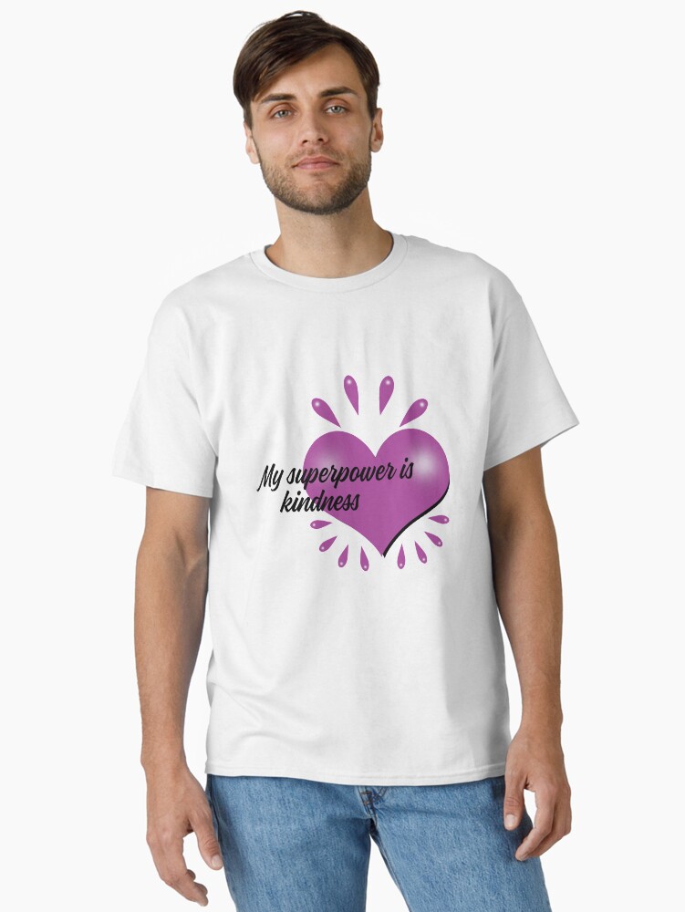 Thumbnail 1 of 7, Classic T-Shirt, My Superpower is Kindness Purple Heart Tear Drop designed and sold by GODS4US.