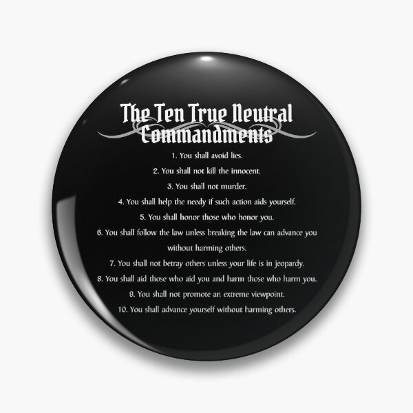 Item preview, "The Ten True Neutral Commandments" DnD Alignment Chart designed and sold by ToplineDesigns.