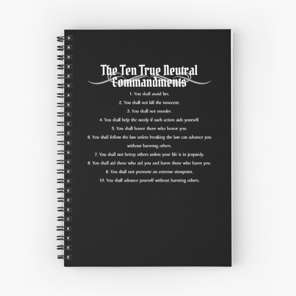 Item preview, "The Ten True Neutral Commandments" DnD Alignment Chart designed and sold by ToplineDesigns.