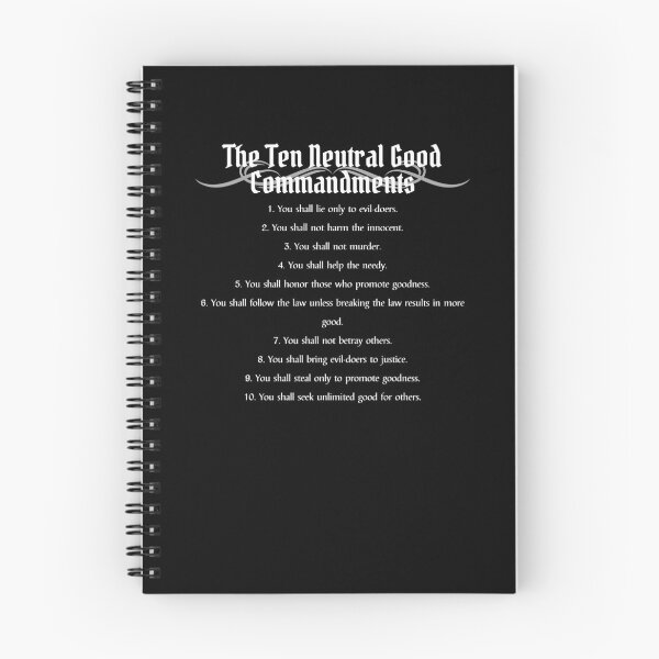 Item preview, "The Ten Neutral Good Commandments" DnD Alignment Chart designed and sold by ToplineDesigns.