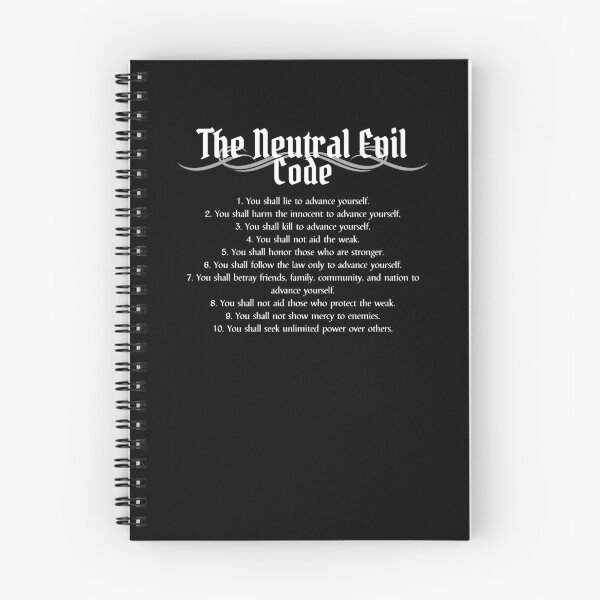 Item preview, "The Neutral Evil Code" DnD Alignment Chart designed and sold by ToplineDesigns.