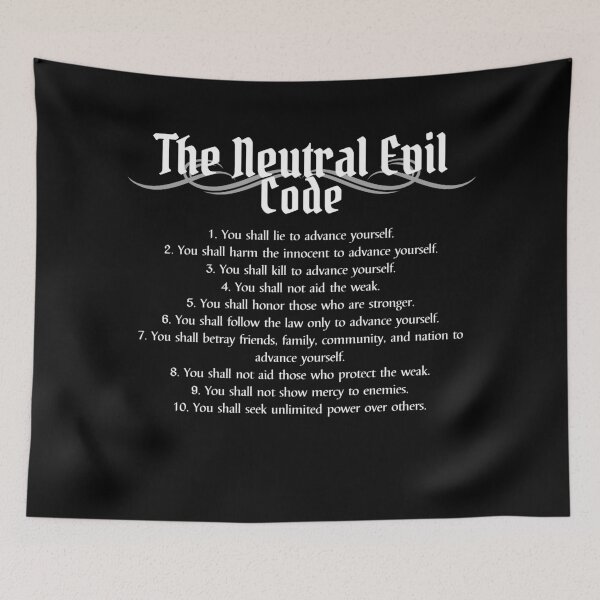 Item preview, "The Neutral Evil Code" DnD Alignment Chart designed and sold by ToplineDesigns.