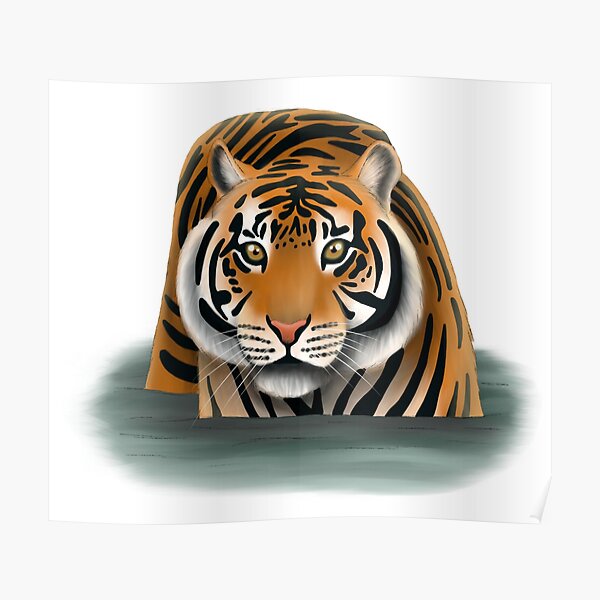 Sumatran Tiger In Water Poster For Sale By Troyanthonyart Redbubble