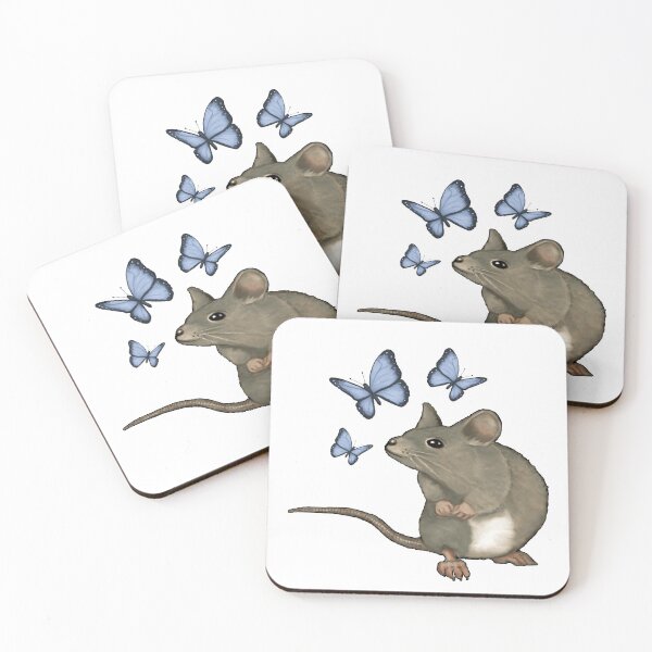 Item preview, Cute Mouse With Blue Butterflies, Illustration, Wildlife designed and sold by JoyfulWhimsy.