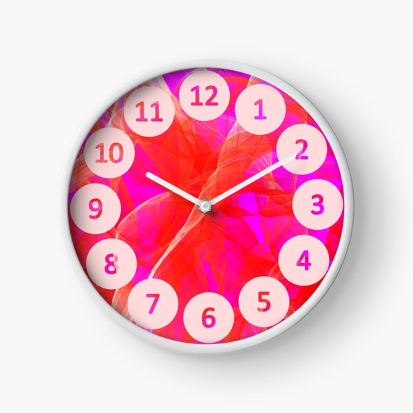 Hot Red Pink Smoke with Numerals Clock Clock