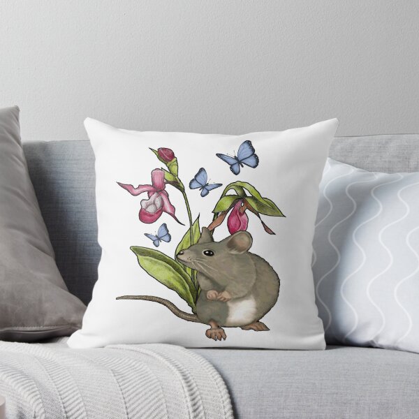 Item preview, Mouse With Flowers and Butterflies, Cute Illustration designed and sold by JoyfulWhimsy.