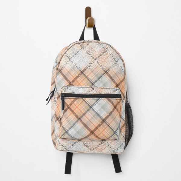 Item preview, Kawaii Pastel Plaid Peach Orange and White Lace Tartan Pattern Japanese designed and sold by Jolly-Yosei.