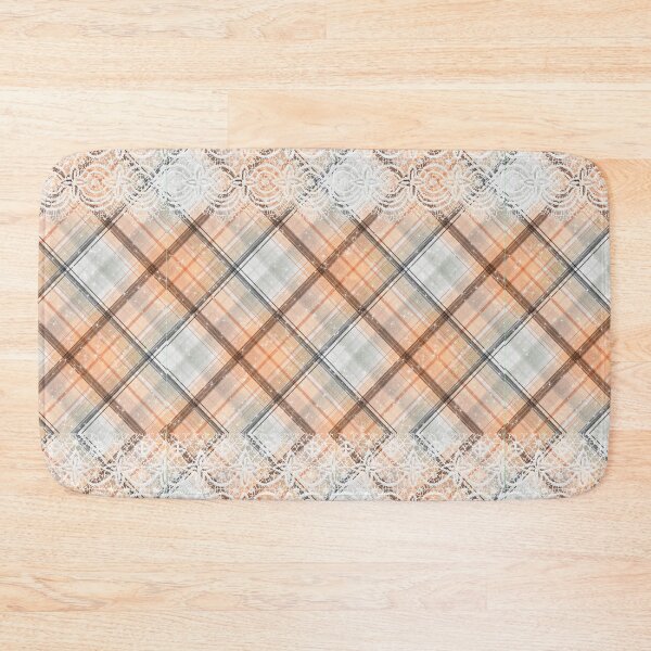 Item preview, Kawaii Pastel Plaid Peach Orange and White Lace Tartan Pattern Japanese designed and sold by Jolly-Yosei.