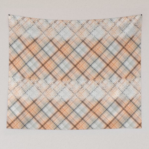Item preview, Kawaii Pastel Plaid Peach Orange and White Lace Tartan Pattern Japanese designed and sold by Jolly-Yosei.