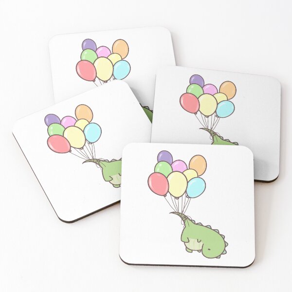 Item preview, Cute Green Baby Dinosaur Floating With Balloon designed and sold by ARTISTIC WANDERS.