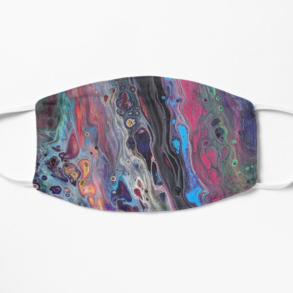 Vibrant Multi-color Blue, Aqua, Red and Green Abstract Acrylic Art Flat Mask