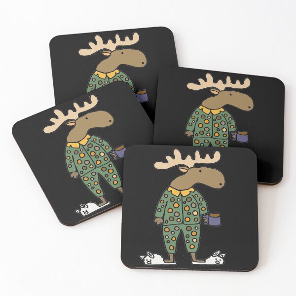 Item preview, Funny moose wearing Pajamas and Bunny Slippers designed and sold by Nature's Fancy.