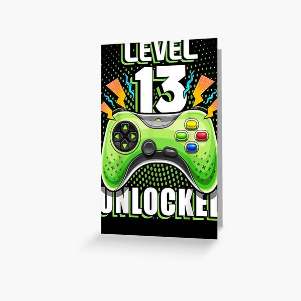 Level 13 Unlocked Retro Video Game 13th Birthday Gamer Greeting Card