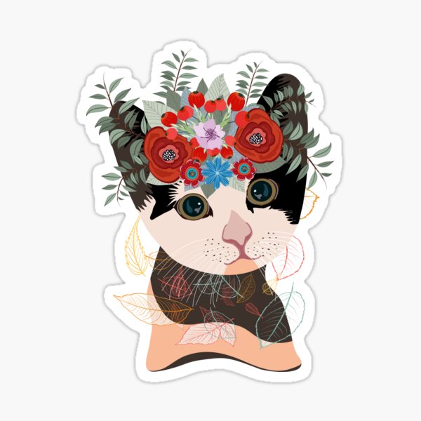 Item preview, Black cat with flowers and Lotus Tattoo designed and sold by Hebaelbaz.
