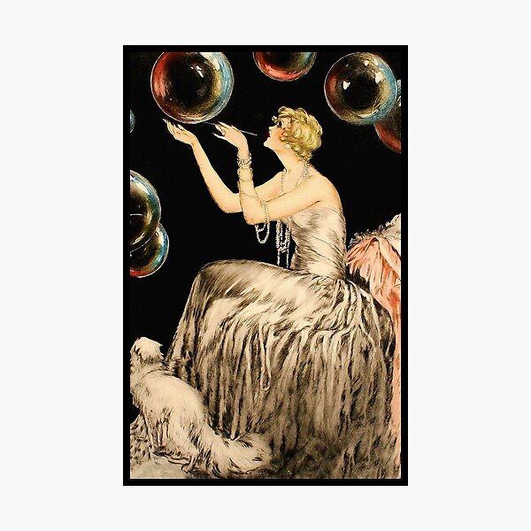 Enchanting Whimsical French Art Deco Woman Fashion illustration Photographic Print