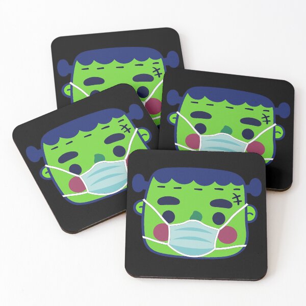 Item preview, Cute Frankenstein Wearing Face Mask Halloween designed and sold by denisetees.