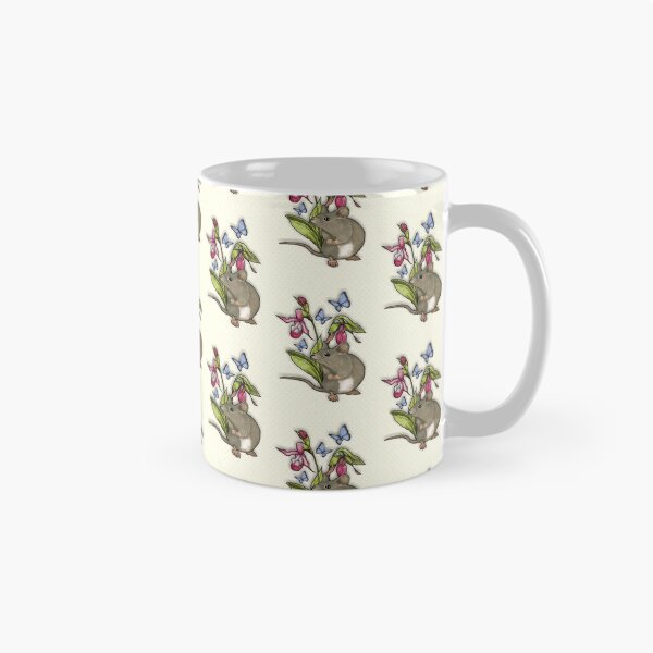 Item preview, Mouse With Flowers and Butterflies, Cute Illustration, Tiny Dots Background designed and sold by JoyfulWhimsy.