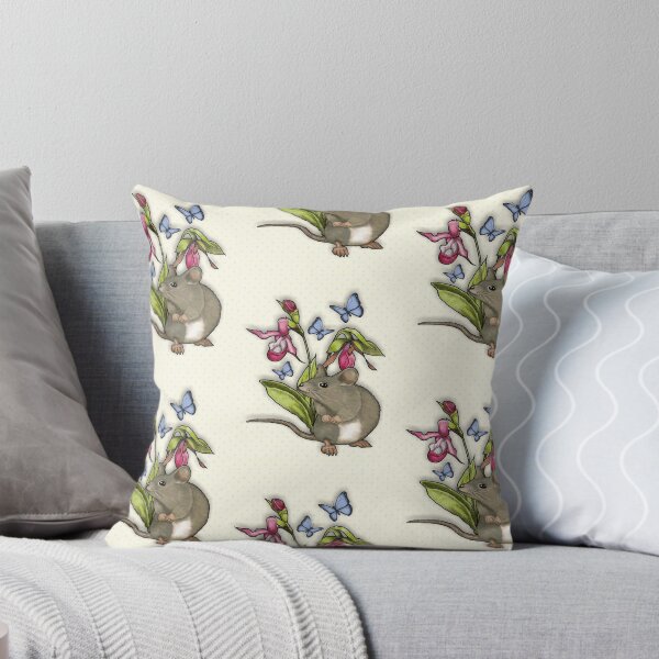 Item preview, Mouse With Flowers and Butterflies, Cute Illustration, Tiny Dots Background designed and sold by JoyfulWhimsy.